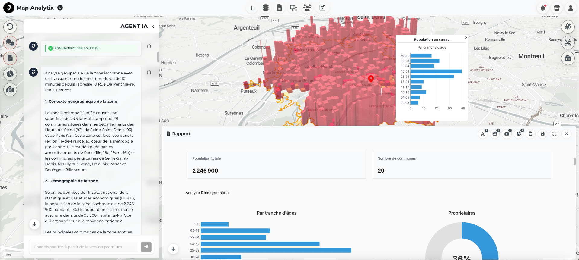 Interface Map Analytix - Analyse de zone de chalandise
